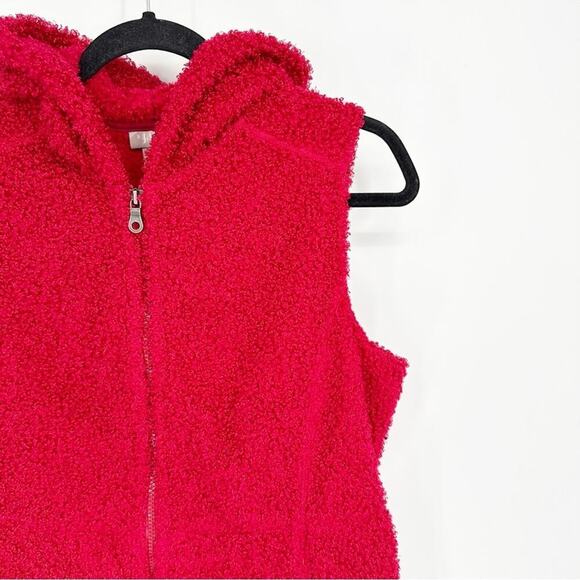 Teddy Bear Fleece Hooded Vest Size M Colorful Fall Cozy Zip Up Holiday Christmas - Picture 2 of 8